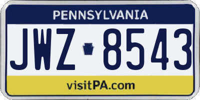 PA license plate JWZ8543