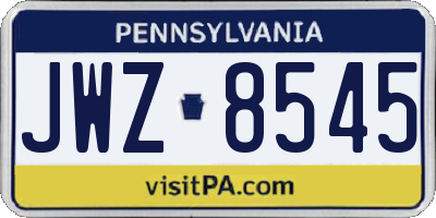 PA license plate JWZ8545