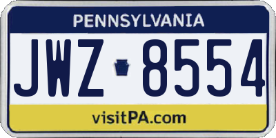 PA license plate JWZ8554