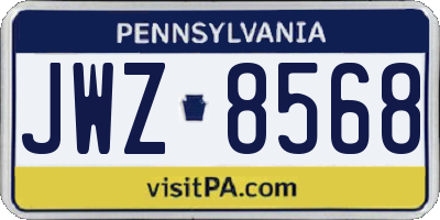 PA license plate JWZ8568