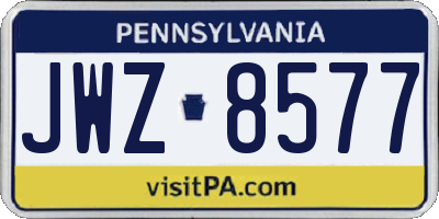 PA license plate JWZ8577