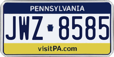 PA license plate JWZ8585