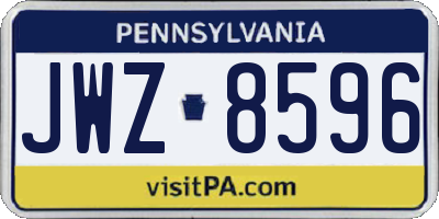 PA license plate JWZ8596