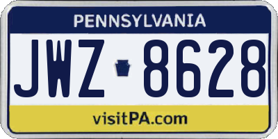 PA license plate JWZ8628