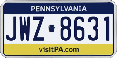 PA license plate JWZ8631