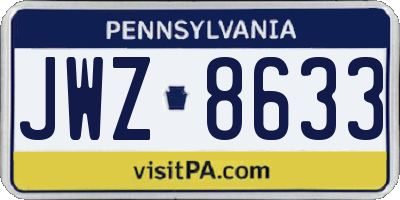 PA license plate JWZ8633