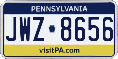 PA license plate JWZ8656