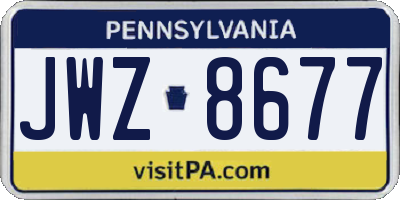 PA license plate JWZ8677