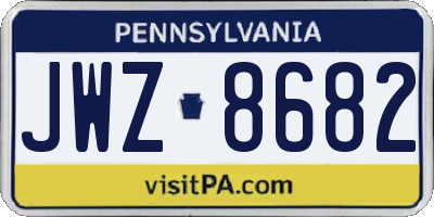 PA license plate JWZ8682
