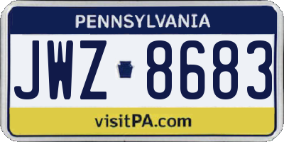 PA license plate JWZ8683