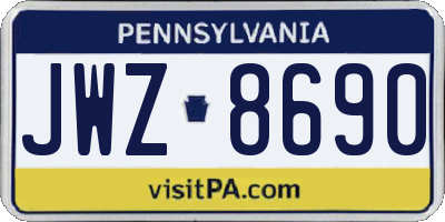 PA license plate JWZ8690