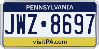 PA license plate JWZ8697