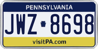 PA license plate JWZ8698