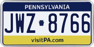 PA license plate JWZ8766