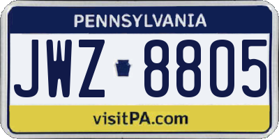 PA license plate JWZ8805