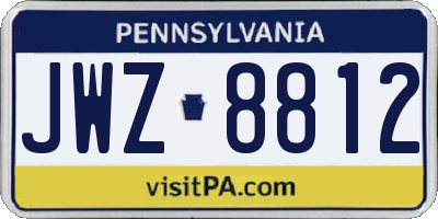 PA license plate JWZ8812