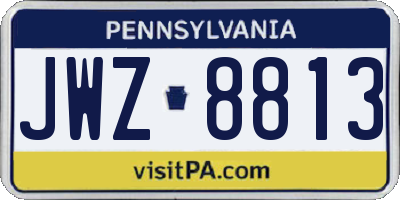 PA license plate JWZ8813
