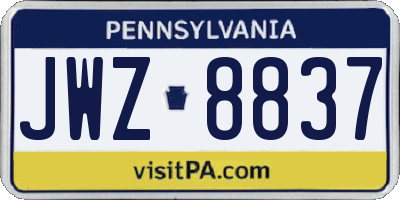 PA license plate JWZ8837