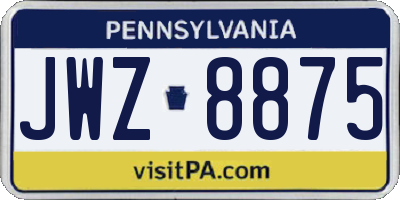 PA license plate JWZ8875