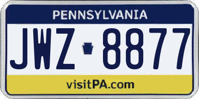 PA license plate JWZ8877