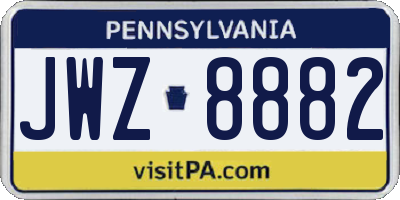 PA license plate JWZ8882
