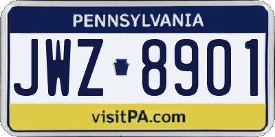 PA license plate JWZ8901