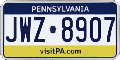 PA license plate JWZ8907