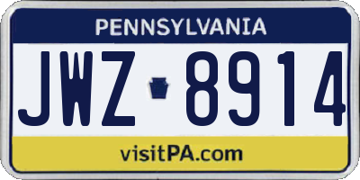 PA license plate JWZ8914