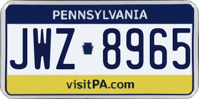 PA license plate JWZ8965