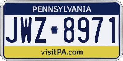 PA license plate JWZ8971