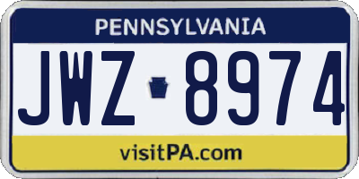 PA license plate JWZ8974