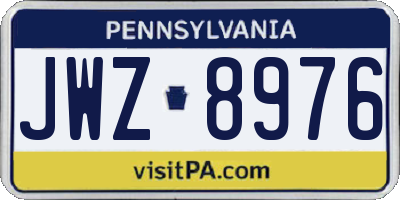 PA license plate JWZ8976