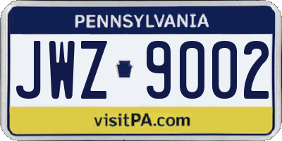 PA license plate JWZ9002
