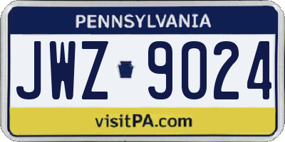 PA license plate JWZ9024
