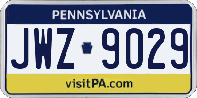 PA license plate JWZ9029