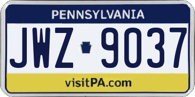 PA license plate JWZ9037