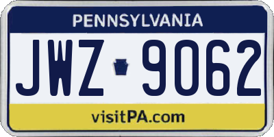 PA license plate JWZ9062