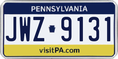 PA license plate JWZ9131