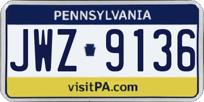 PA license plate JWZ9136