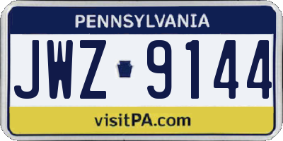 PA license plate JWZ9144