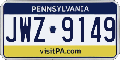 PA license plate JWZ9149