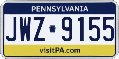 PA license plate JWZ9155