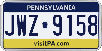 PA license plate JWZ9158