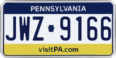 PA license plate JWZ9166