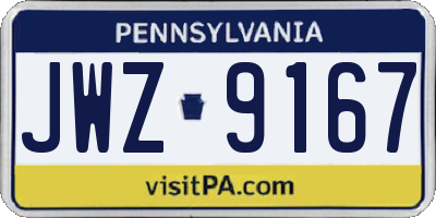 PA license plate JWZ9167