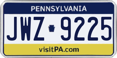 PA license plate JWZ9225