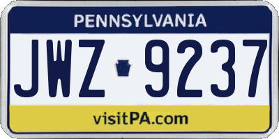 PA license plate JWZ9237
