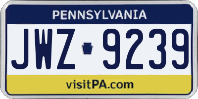 PA license plate JWZ9239