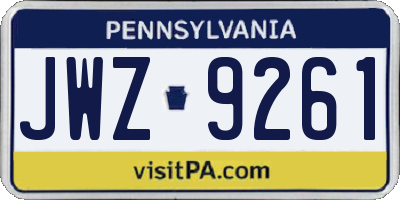 PA license plate JWZ9261