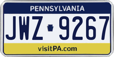 PA license plate JWZ9267